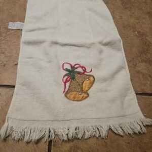 Set of 2 Christmas Embroidered White Hand Towels